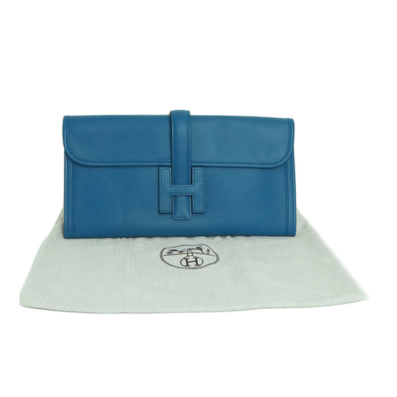 Hermes Jige Elan 29 Second Clutch Bag Vaux Epson Leather Blue - Picture 2 of 10